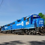 Two Blue 'CRQ' units work small, busy Port Reading yard