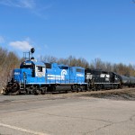 Two former Conrail units head for the Linden Industrial Track